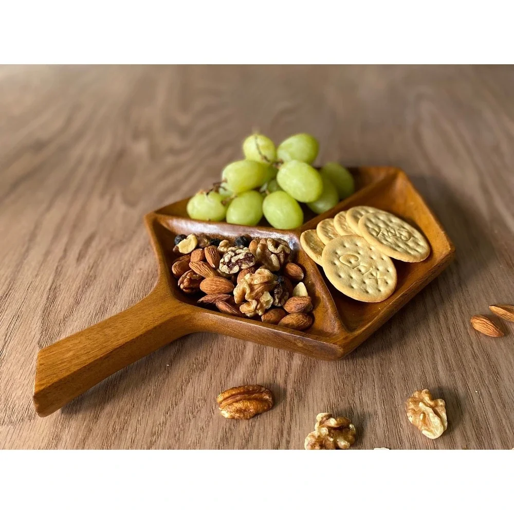 Wooden plate appetizer-Vintage Haitian‎ Wood Genuine Taverneau.